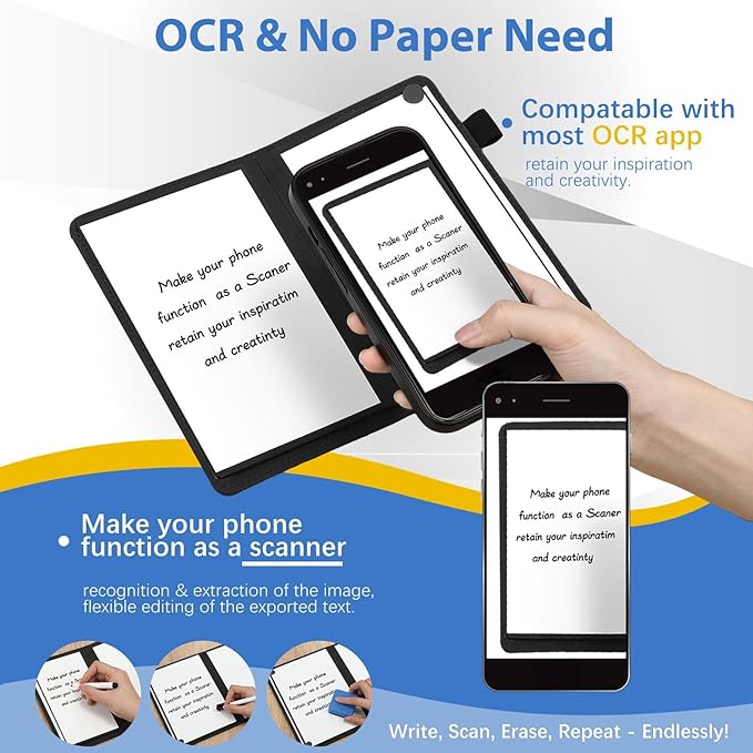 6 Sides Dry Erase Notebook Portable Whiteboards Notepad 5"x7"(a6) Small Reusable Board Foldable Anti-ghosting Surface, Travel Dry Erase White Board for Office Study Meeting Planning