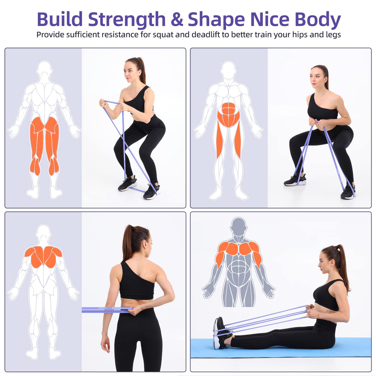 Sportneer Resistance Bands for Working Out Pull Up Bands 5-130lb Pilates