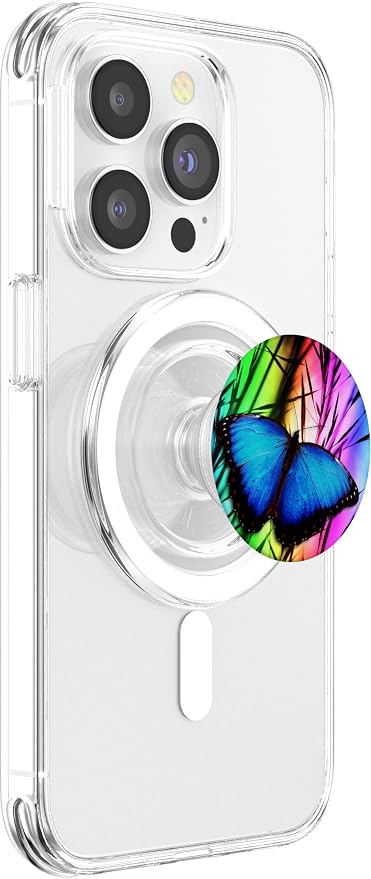 Butterfly Phone Grip Pop Out Holder Rainbow Butterfly Blue PopSockets Adhesive PopGrip