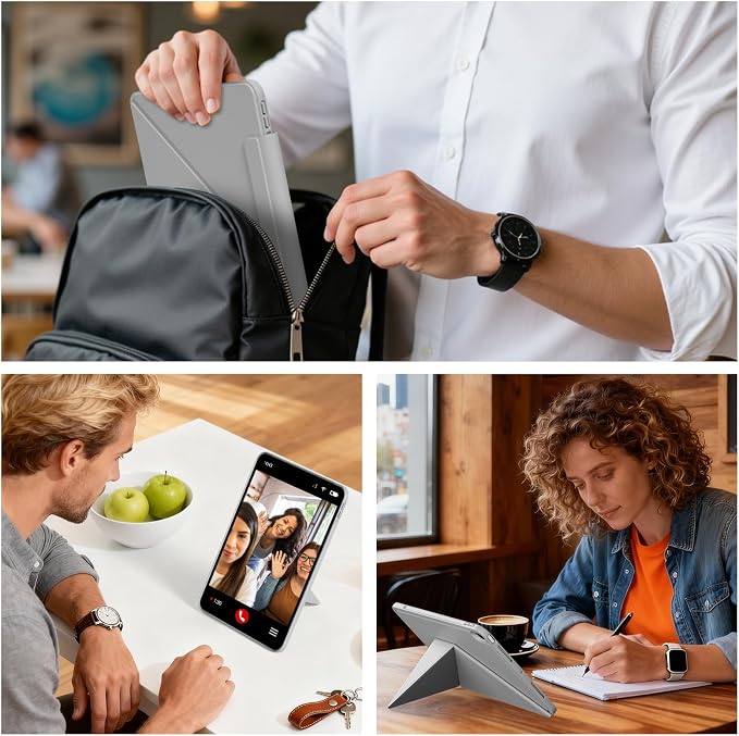 Case for iPad A16 11th/10th Generation 11/10.9 inch Black | Magnetic Attachment Slim Soft TPU Protective Case Multi Angles Hidden Pencil Holder Shockproof Frame Auto Wake/Sleep