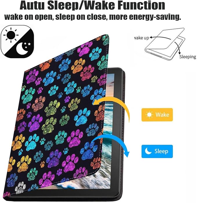 Case for Samsung Galaxy Tab A9 Plus 11 Inch 2023 Model (SM-X210/X216/X218) Premium PU Leather Stand Folio Cover with Auto Sleep/Wake Abstract Colorful Dog