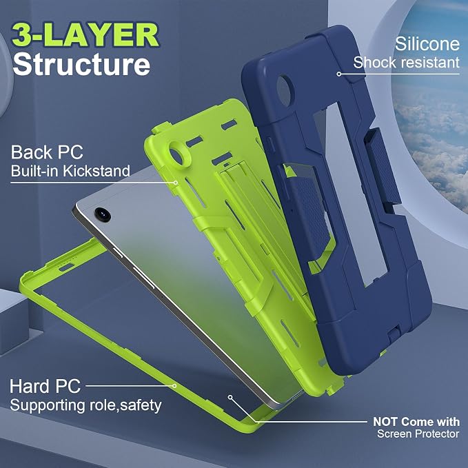 case for Galaxy Tab A9 8.7 2023 Case Hard PC Soft Silicone Kickstand Rugged Heavy Duty High Impact Protective Case for Samsung Galaxy Tab A9 8.7 Inch 2023 SM-X110 SM-X115 Black