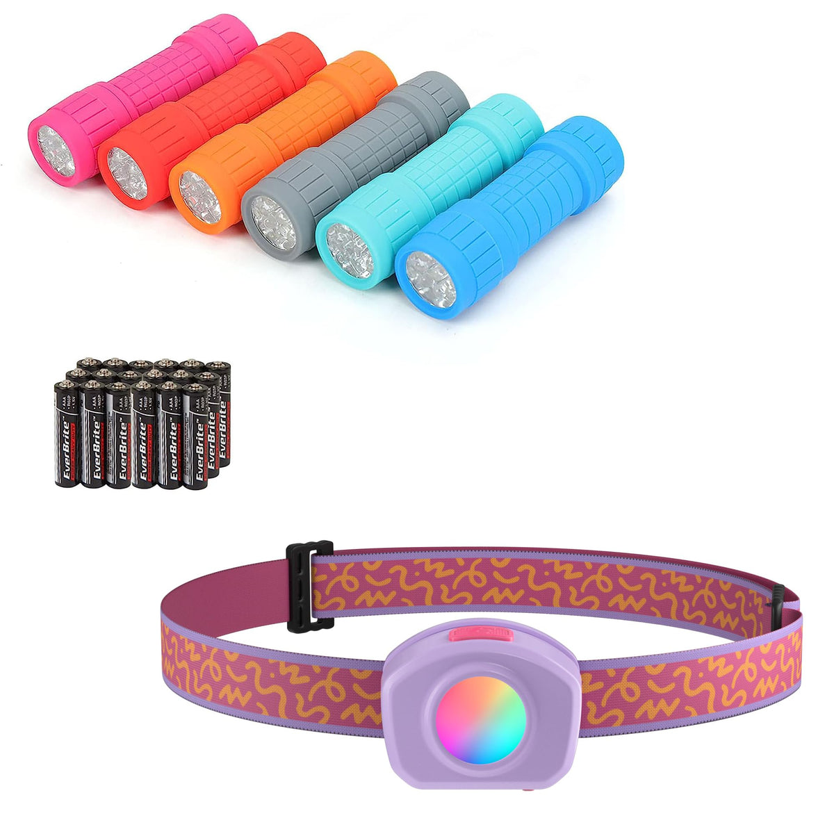 EverBrite 6-Pack Flashlight and LED Rechargeable Kids Headlamp