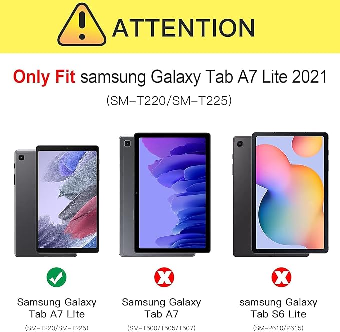 TSQQST Samsung Galaxy Tab A7 Lite Case 8.7 Inch 2021 for Kids | SM-T220/T225/T227 Full Body Protective Shockproof Rugged with Stand+Shoulder Strap Black