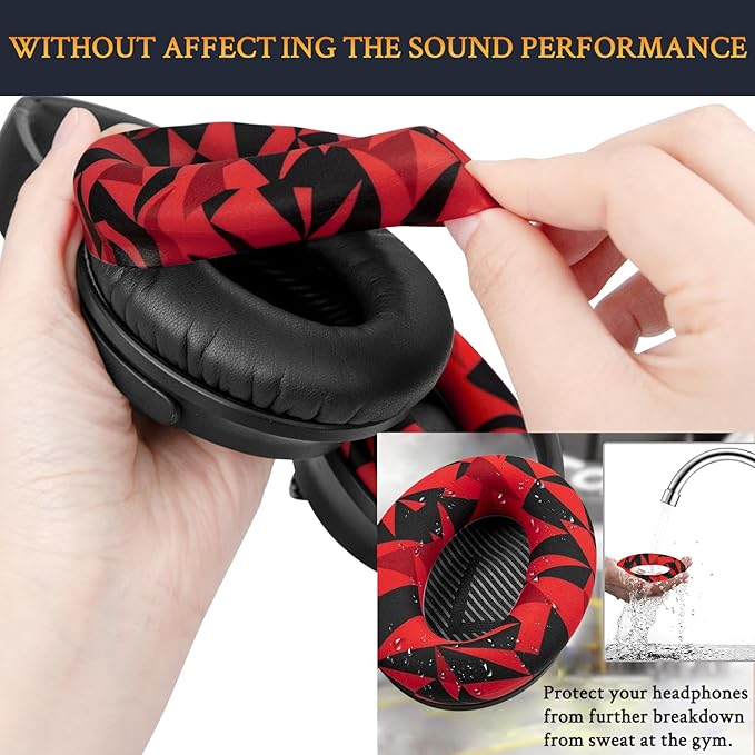 SOULWIT Ear Pads Cushions + Headband + Silicone Earpads Cover Protector, Replacement Kit for Bose QuietComfort 35 QC35, QC35 ii Over-Ear Headphones - Red Storm