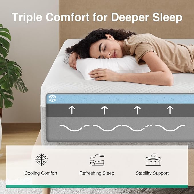Novilla Full Size Mattress, 10 inch Full Gel Memory Foam Mattress for Cool Night & Pressure Relief, Medium Firm in a Box, Bliss
