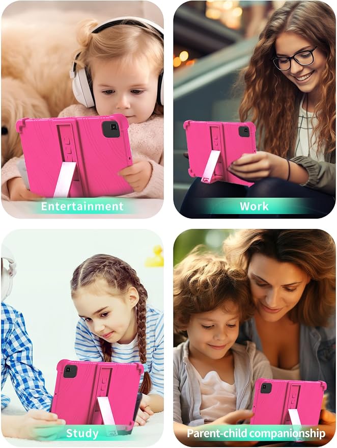 Case for YLEEBG TAB10 10 inch Android 14 TabletsWUNIAK Hollow Back DesignHeat Dissipation Shockproof Lightweight Adjustable Kickstand Silicone Shell&ampKids Friendly Soft CaseBlack