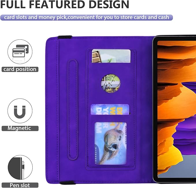 Dteck Wallet Case for Galaxy Tab S10+/S9+/S7 FE/S8+/S7 Plus 12.4 Tablet Premium PU Leather Folding Stand Auto Wake/Sleep Pen Holder Case with Hummingbirds