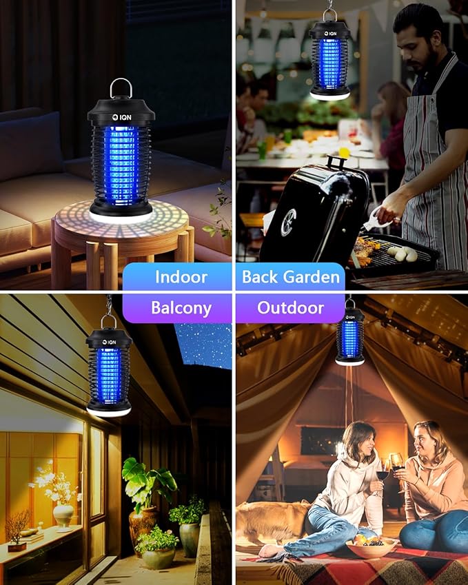Outdoor Insect Killer, Mosquito Killer, Electric Fly Killer, Insect Killer, Mosquito Killer, Fly Trap, Indoor and Outdoor Flying Insect Killer 4200V, ABS Plastic Shell (Black)
