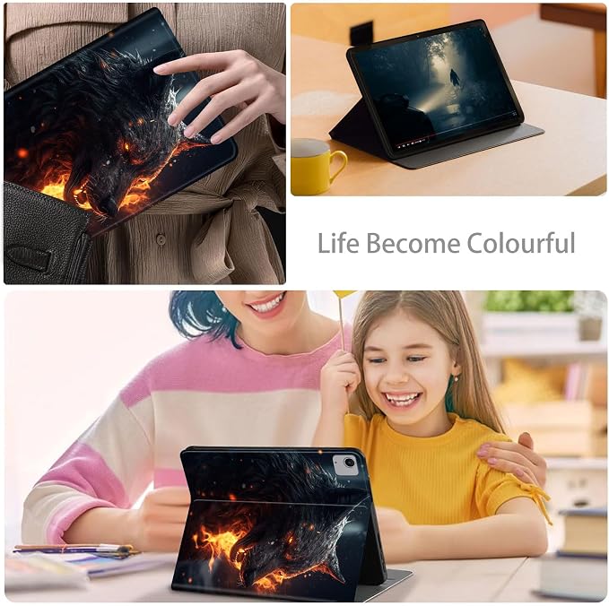 Case for iPad Air 11-inch (M4 2026 / M3 2025 / M2 2024) iPad Air 5th/4th Gen (2022/2020) 10.9 Slim PU Leather Folio Stand &amp Auto Sleep/Wake Protective Smart Cover Tree Fluorescent