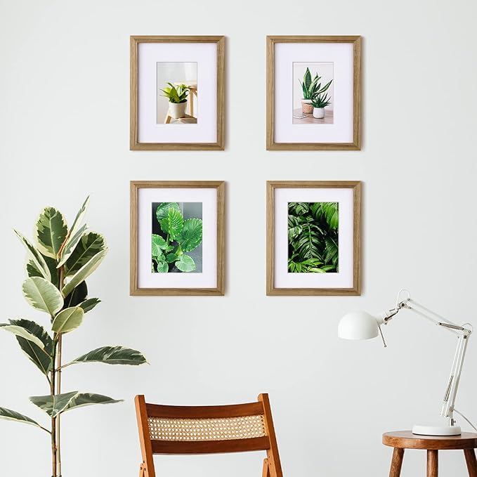 Egofine 8x10 Picture Frame with Plexiglass, Display Pictures 4x6/5x7 with Mat or 8x10 Without Mat for Tabletop and Wall Mounting, Carbonized Brown