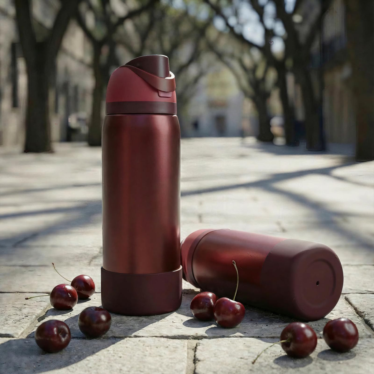 2PCS Protective Silicone Boots for Black Cherry Owala 24oz 32oz, Anti-Slip Sleeve Cover for Owala FreeSip Water Bottles Accessories Enhances Stability & Prevents Scratches(32oz,Black Cherry)