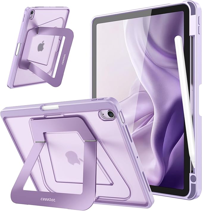 Fintie Shockproof Case for iPad Air 11-inch &amp iPad Air 5th/4th Gen 10.9 in | Slim Frosted Hard Back Cover Multi-Angle Viewing Built-in Kickstand &amp Pencil Holder Anti-Scratch Black