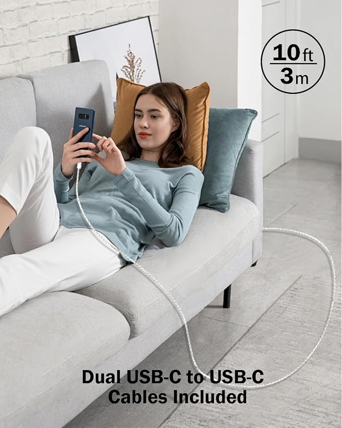 [Apple MFi Certified] 40W GaN III USB C Charger with 10FT Cable for iPhone | 2-Pack PD 3.0 PPS Charger Set Compatible with iPhone 17/16/15 Pro Max Samsung S25 iPad and MacBook Compact Travel Desig