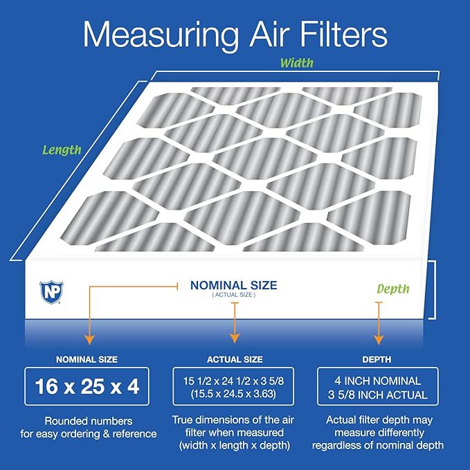 Nordic Pure 16x25x4 Pleated Air Filter MERV 12 Plus Carbon 6 Pack