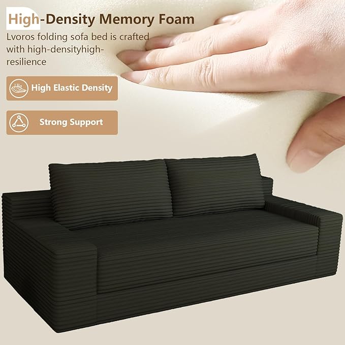 Cloud Loveseat Sofa, Modern Corduroy 2-Seater Couch with Deep Seat, No Assembly Required Memory Foam Sofa, Boneless Sofa in a Box for Bedroom, Apartment, Office,Small Space (Dark Grey,70.87in)