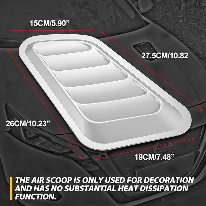 KaTur 1 Pair Universal Car ABS Decorative Air Flow Intake Scoop Turbo Bonnet