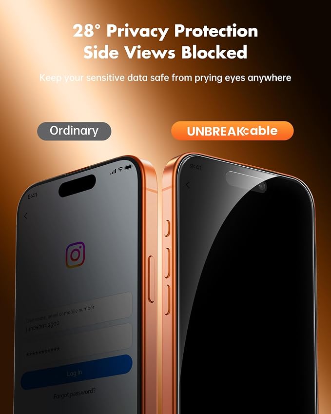 UNBREAKcable 2 Pack Privacy Screen Protector for iPhone 11 Pro Max/Xs Max Shatterproof Tempered Glass [True 28°Anti Spy] [9H Hardness] [Easy Installation] Protector for Apple 6.5