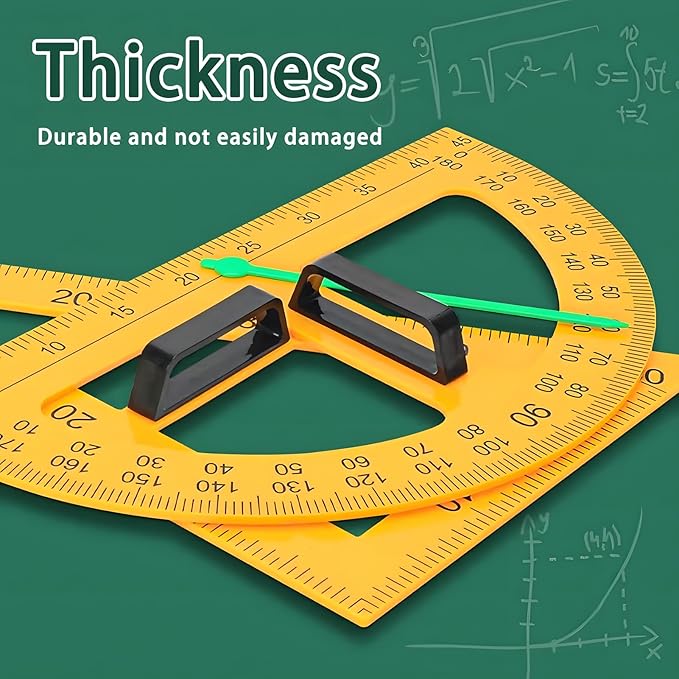 Magnetic Teaching Ruler Set with Multi-Functional Geometry Tools Durable ABS Plastic for Whiteboard Classroom Projects Student Teacher Math Supplies (Yellow 2pcs)