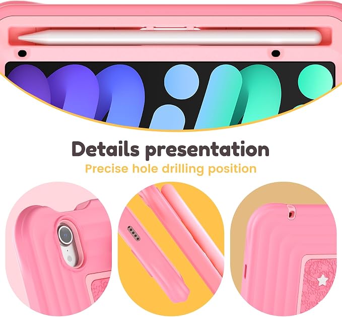 Case for iPad mini 7 (A17 Pro) 2024/ Mini 6 8.3'' with Pencil Holder Screen Protector [360 Rotating Hand Strap] &ampStand &ampShoulder Strap Shockproof Case for iPad mini 7th/6th Generation Purple