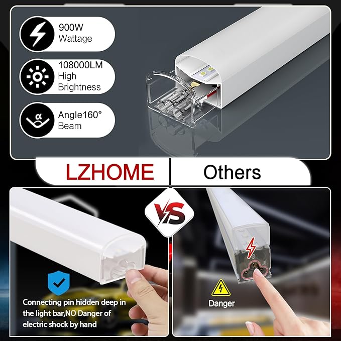 LED Hexagon Garage Light - Super Bright 108000LM Car Detailing Shop LED Garage Lights Hexagon Lighting System for Home Gym Workshop Basement Warehouse