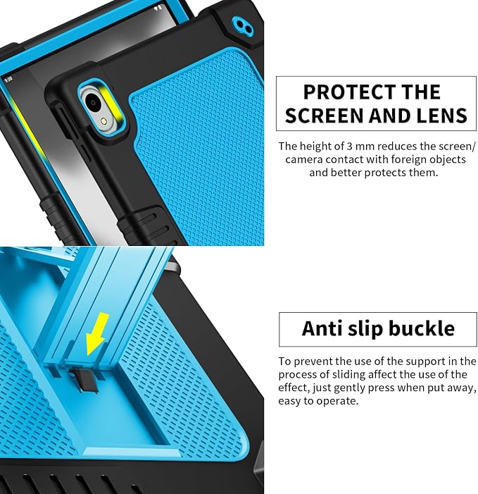 for Onn 12.1 Tablet Pro Model:100146663 CaseShockproof Rugged Case with 2 Pcs Screen Protector Shoulder Strap for Walmart Onn 12.1 Tablet Pro (2024 Model:100146663) (Black/Blue)