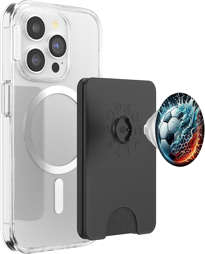 Dynamic Soccer Ball in Water and Fire PopSockets PopGrip for MagSafe