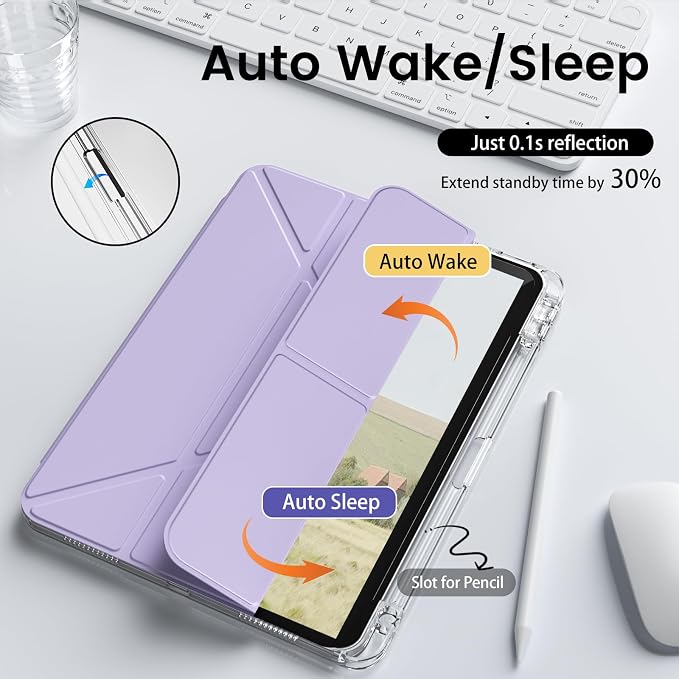 Clear Case for New iPad Pro 11 Inch Case M5/M4 2025/2024 (6th/5th Generation) Slim Shockproof TPU Cover with Pencil Holder Multi-Angle Stand &amp Auto Wake/Sleep (Black)