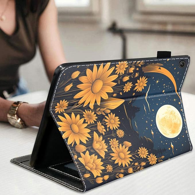 Case for Amazon Kindle Fire HD 10 Tablet 10.1 (9th/7th Generation 2019/2017 Release) Slim Folding Stand Folio Cover with Card Slot &amp Auto Wake/Sleep - African American Girl