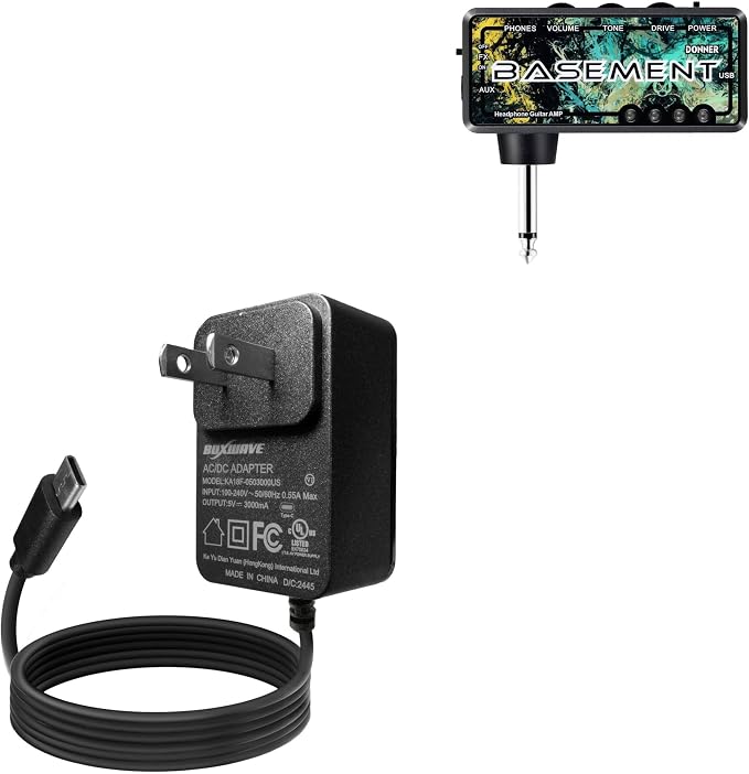 BoxWave Charger Compatible with Donner Guitar Headphone Amp Basement - Wall Charger Direct (15W) Rapid Charge Your Device with Built-in 3ft Cable