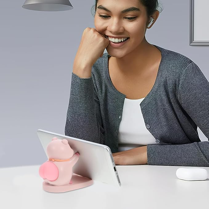 Homoyoyo Cute Pig Phone Stand Pig Phone Holder Stand for Desk Cell Holder for Smartphone Adorable Desktop Stable Support Bracket for Home Office Decor