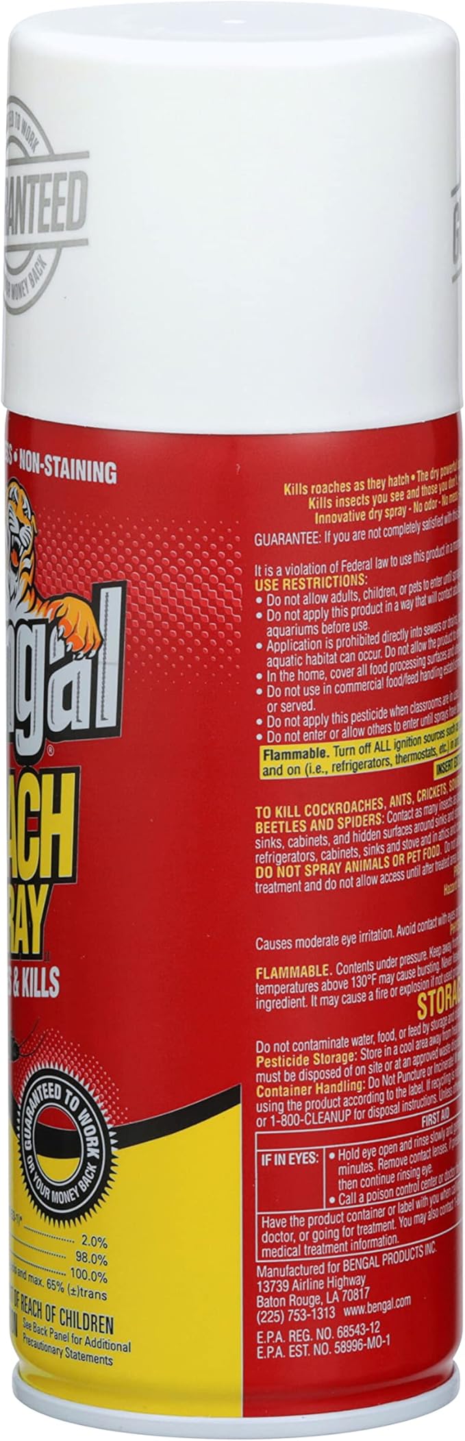 Bengal Roach Spray, Odorless Stain-Free Dry Spray, 3-Count, 9 Oz. Aerosol Cans