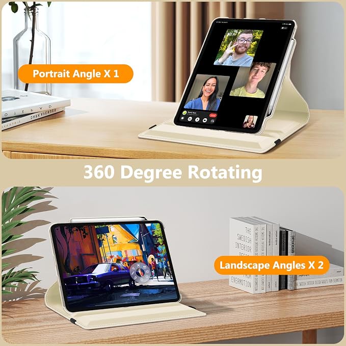 Fintie Rotating Case for iPad Air 13-inch M4/M3/M2 (2026/2025/2024) | 360° Swivel Stand Landscape &amp Portrait Viewing Shockproof Protective Cover Pencil Holder Auto Sleep/Wake Black