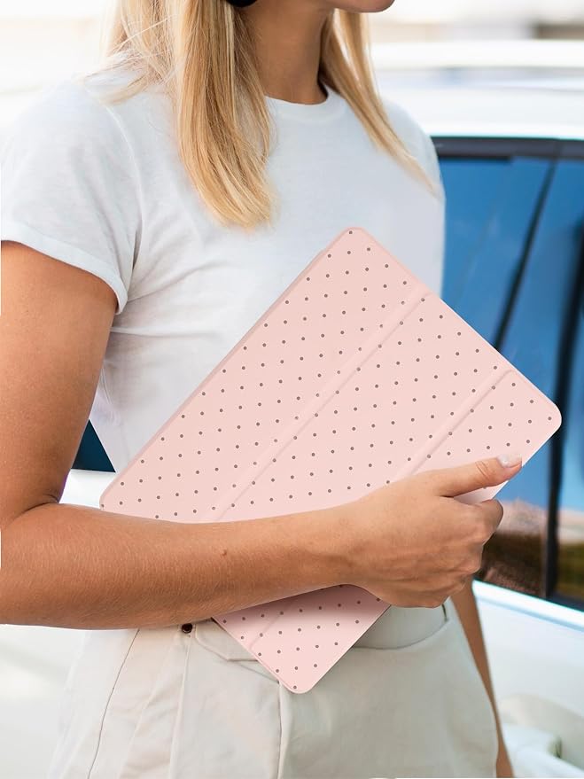 Trifold Stand Case for iPad Air 11 Inch M4/M3/M2 (8th 2026/7th 2025/6th 2024) iPad Air 10.9 Inch 5th/4th Generation (2022/2020) Trendy Cute Polkad Dot Print Aesthetic Pattern Design-Black