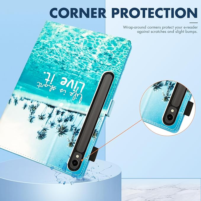 Dteck Wallet Case for Galaxy Tab S10+/S9+/S7 FE/S8+/S7 Plus 12.4 Tablet Premium PU Leather Folding Stand Auto Wake/Sleep Pen Holder Case with Hummingbirds