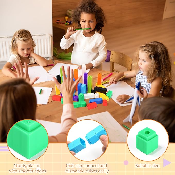 200 Pcs Blue Linking Cubes for Math Counting Cubes Manipulatives Plastic Counting Block Manipulative Classroom Learning Supplies for Educational Preschool Activities Boy Girl (Blue)