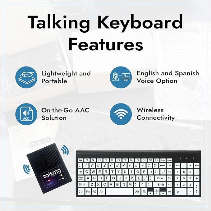 Talking Large Print Keyboard | AAC Communication Device | USB Keyboard with Large Print | Speech Generating Affordable Device for Assistive Speaking
