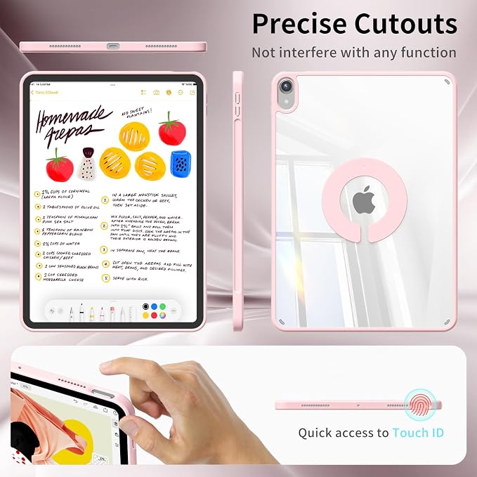 Case for iPad A16 11th Generation 11 inch 2025 &amp iPad 10th Gen 10.9 inch 2022 with Pencil Holder Detachable Magnetic Rotating Clear Hard PC Back Trifold &amp Y Stand (Black)