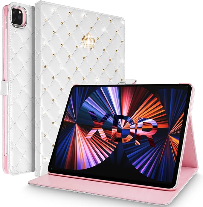 for iPad Pro 11 inch Case 2022(4th Gen)/2021(3rd Gen)/2020(2nd Gen)/2018 (1st Gen)Cute Crown Bling Diamond PU Leather Smart Auto Sleep/Wake Stand Shockproof Cover for iPad Pro 11 Inch Black