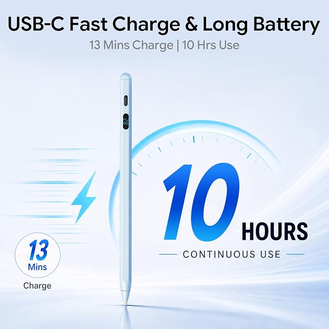 LED Battery Display Stylus Pen Dual Modes Fast Charge Universal Active Digital Pencil for iPad iPhone Samsung Android &lt2ms Low Latency Tilt Sensitivity for Drawing Note Taking No Bluetooth Styl
