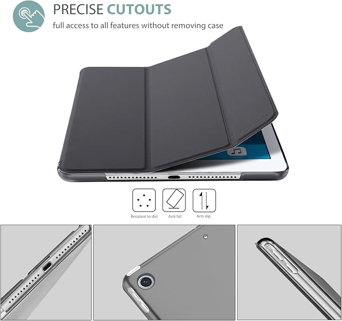 ProCase Smart Case for iPad mini 1 2 3(Model: A1432 A1454 A1455 A1489 A1490 A1491 A1599 A1600) Slim Lightweight Stand Cover with Translucent Frosted Back Support Auto Sleep/Wake -Grey