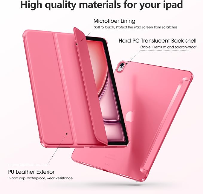 for iPad Air 13 Inch Case M4/M3/M2(2026/2025/2024) Lavender | Slim Trifold Stand Protective Cover with Translucent Hard Back for iPad Air 13 Case Support Touch ID Auto Wake/Sleep