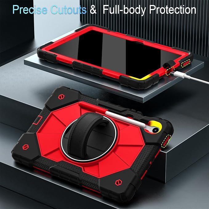 Case for Samsung Galaxy Tab S10 Lite/S10 FE/S9 FE /S9 Tablet Case 10.9/11 Inch with Rotate Stand &amp Hand Strap Screen Protector Pen Holder for Galaxy Tab S10 FE Cases Black