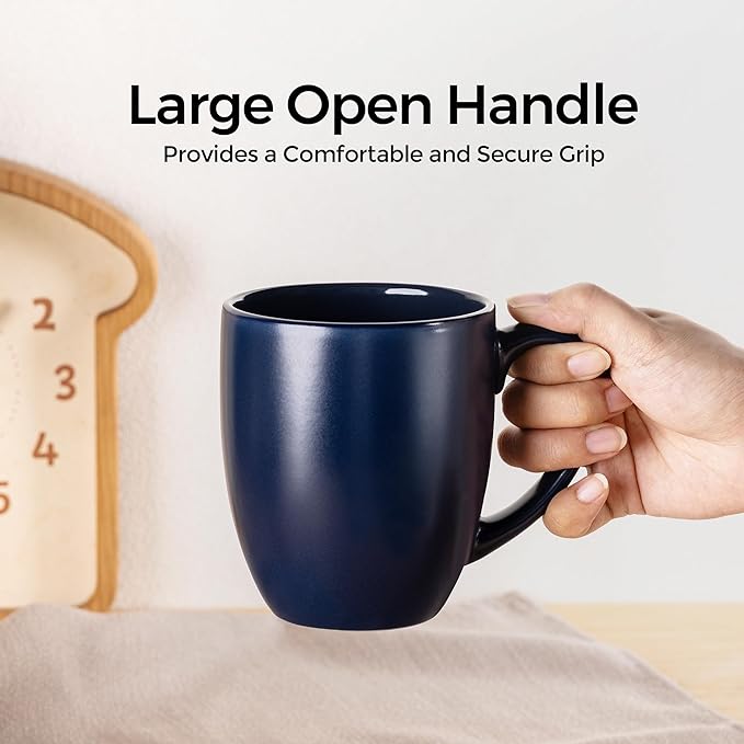 GBHOME 12oz Coffee Mugs Set of 6, Large Ceramic Coffee Mugs for Man, Woman, Dad, Mom, Modern Coffee Mugs Set with handle for Tea/Latte/Cappuccino/Milk/Cocoa. Dishwasher&Microwave Safe,Multi-Color