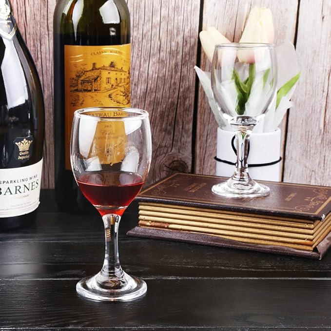 HEIGHT 5.6 Inches 120ML 4 Ounce Samll Capacity - Set of 6 Classic Red Small Wine Glasses Durable Clear White Lead-free Glass Cup For Party (Glass, 6Pcs4OZ)