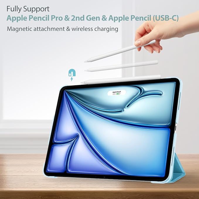 ProCase Smart Case for iPad Air 11-inch M4/M3/M2 &amp Air 10.9 5th/4th Gen | Hard Back Cover with Auto Sleep/Wake Slim Lightweight Case for iPad Air 11 2026/25/24 &amp 10.9 2022/2020-Aqua