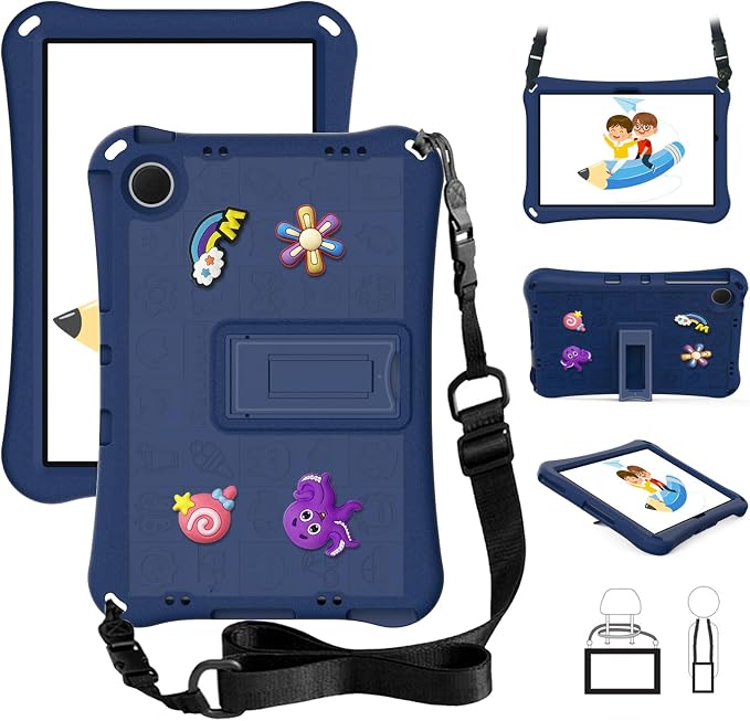 Case for iPad 10.2 Inch 2021/2020/2019/ iPad Pro 10.5 Inch/Air 3rd Gen (2019) Shoulder Strap Kickstand Children Friendly Anti-Scratch Shockproof Case Lightpurple