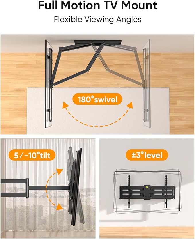 FORGING MOUNT Heavy Duty XXL Full Motion TV Wall Mount for 55-120 inch Extra Large TVs 98" 100",Holds 275 lbs, Max VESA 900x600, 42.9" Extension Long Arm TV Mount Swivel,Tilt,Preassembled,16-24” Studs