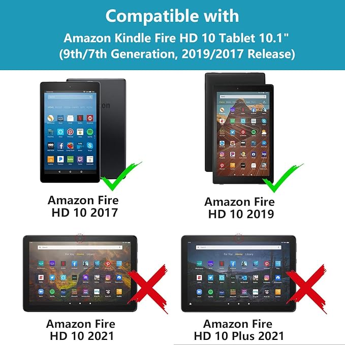 Case for Amazon Kindle Fire HD 10 Tablet (10.1 Inch 9th/7th Generation 2019/2017 Release) Premium PU Leather Stand Cover with Auto Wake Sleep - African American Girl