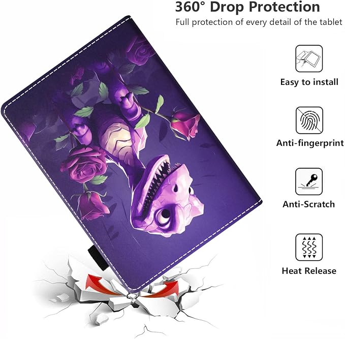 Case for Amazon Kindle Fire HD 10 Tablet 10.1 (9th/7th Generation 2019/2017 Release) - PU Leather Folio Case with Smart Auto Wake/Sleep African American Girl